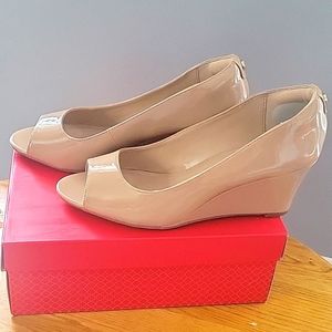 Womens Peek Toe Wedge Heels